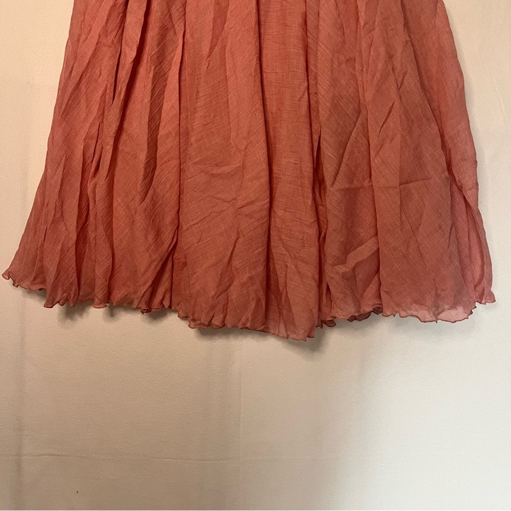 Buddha Trends Coral Pinkish A-Line Pleated Flare Casual Maxi Chiffon Skirt S-Med - Picture 3 of 9